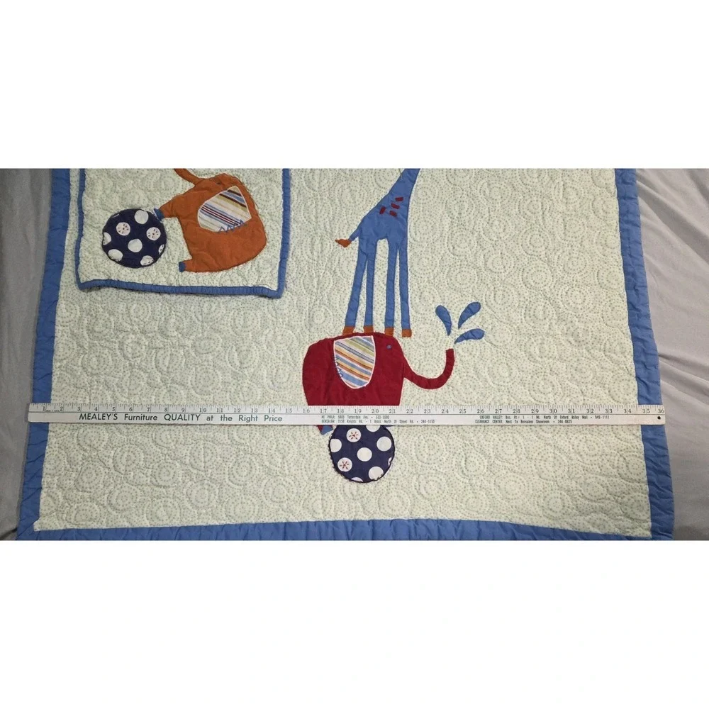 Pottery Barn Kids 2008 Baby Quilt  Blanket And Sham Circus Stacked Animals Theme